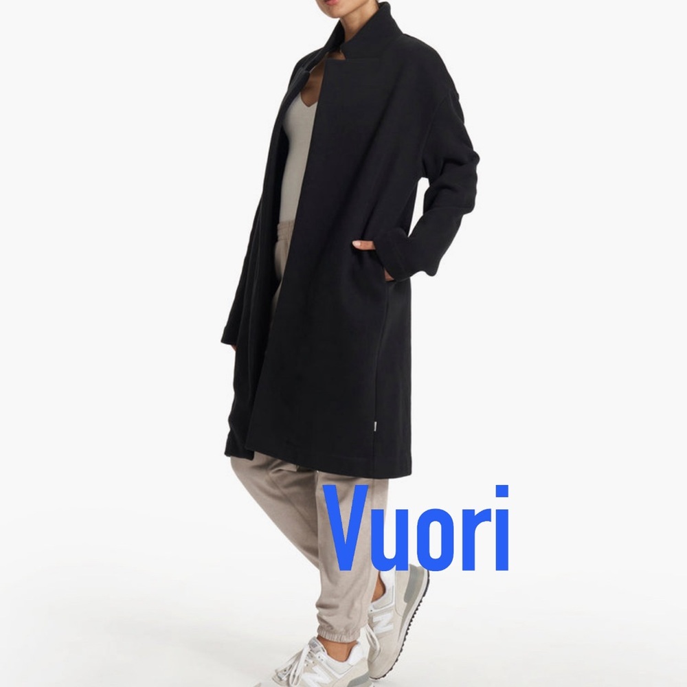 NWT Vuori Restore Coat Fleece Sweatshirt Trench Jacket * Black * Medium/Large